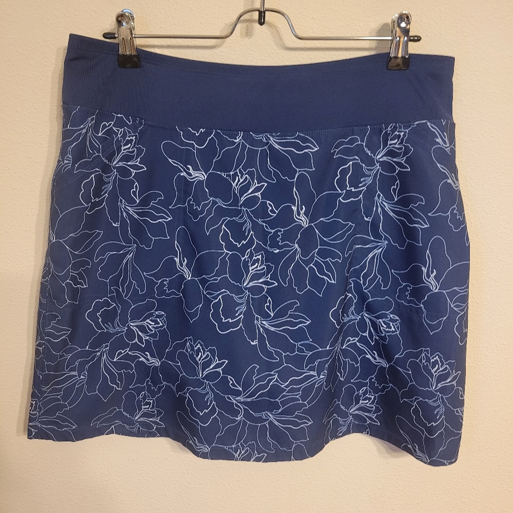 Cypress Club Women’s Skort Skirt Athletic Blue Floral Large Golf Tennis Pockets
